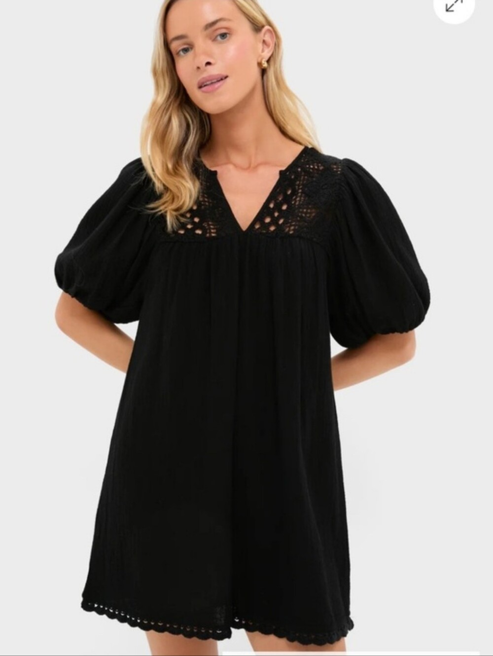 Tuckernuck HYACINTH HOUSE Black Crochet Diana Mini Dress Size Small